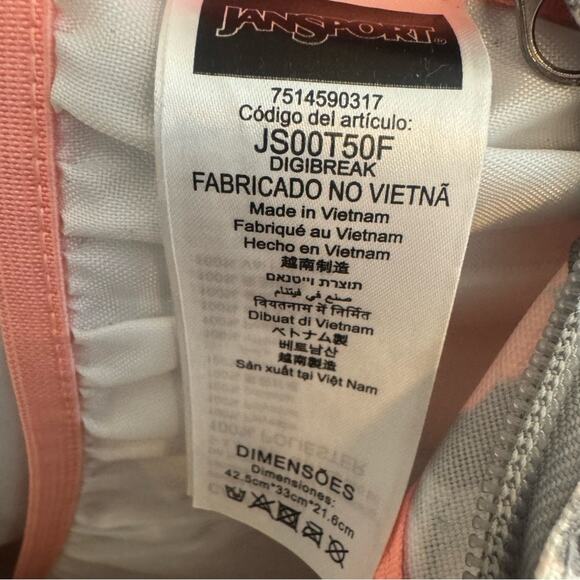 Jansport Backpack Plumeria Flowers Pink Gray Cherry Blossom School Travel Work - Picture 9 of 15